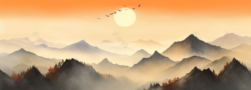 彩色水墨风雾海奇峰,插画/手绘图,插画/手绘图库,插画/手绘图下载,插画/手绘